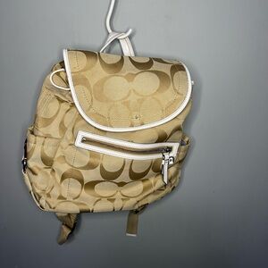 Coach Beige Signature Backpack
